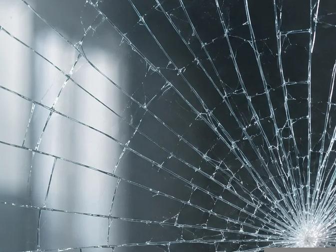 Illustrative photo of laminated safety glass holding together after impact
