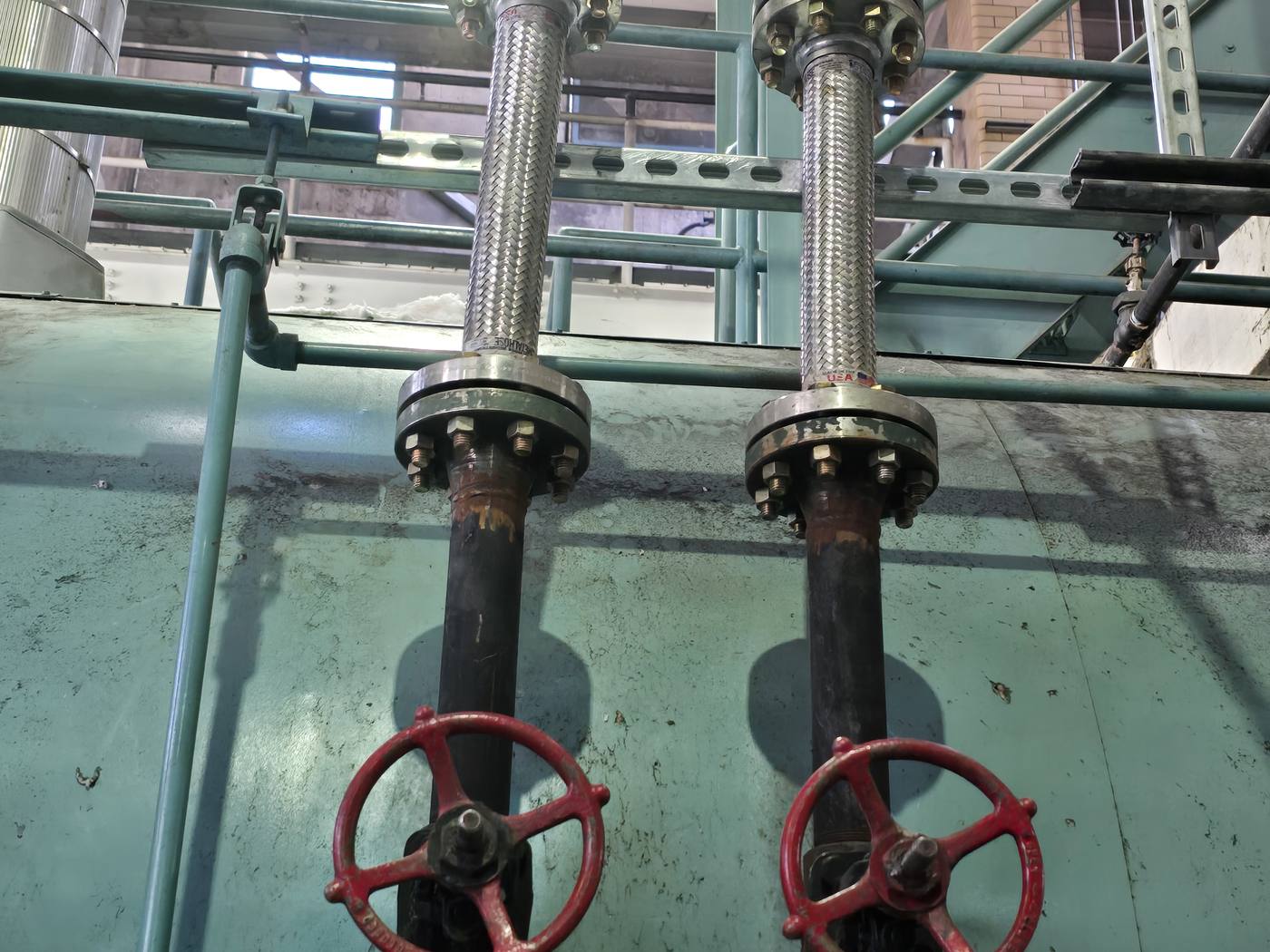 Seismically braced steam piping in the boiler plant