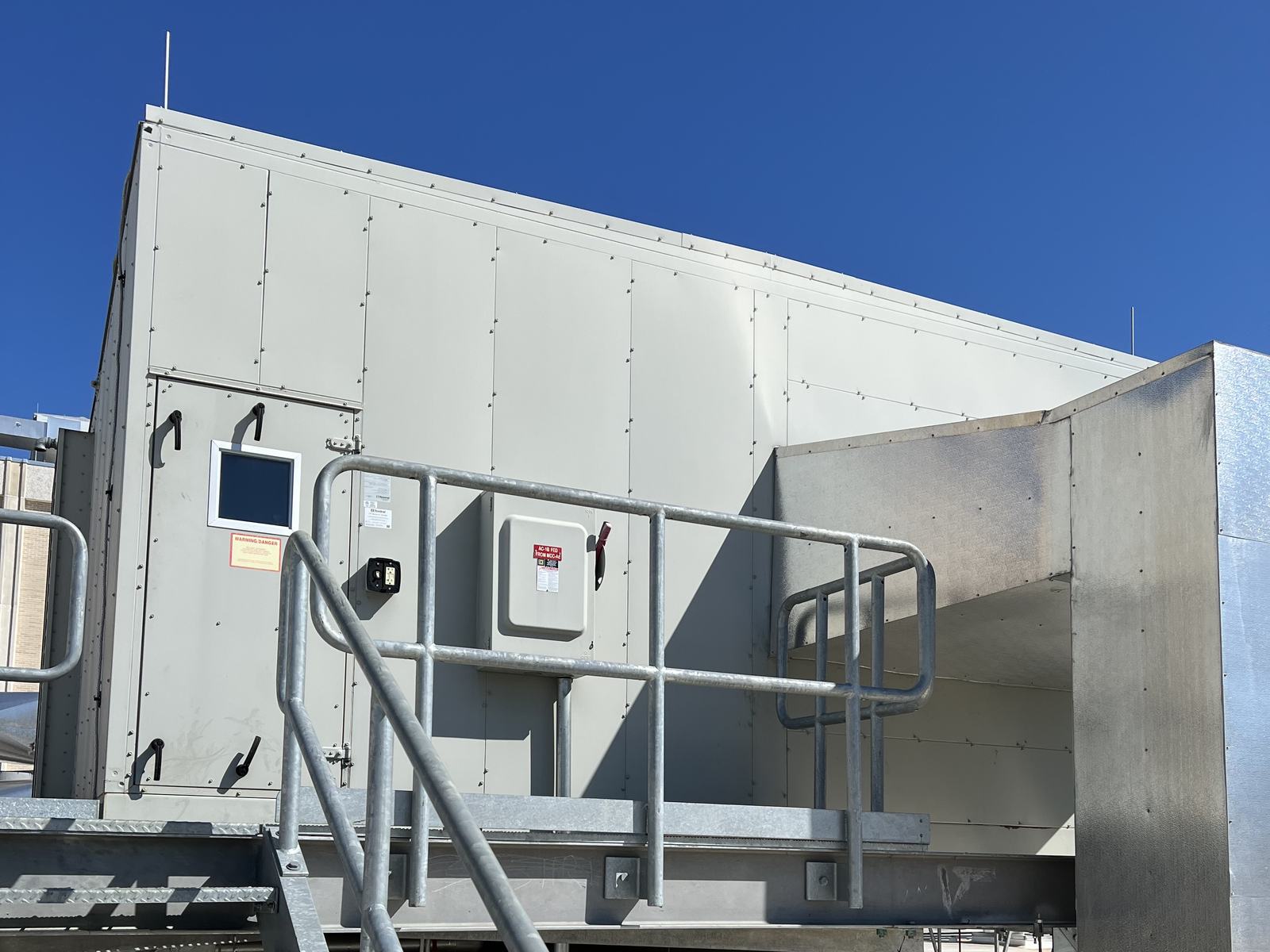 New rooftop air handling unit and access platform at the Lebanon VA Medical Center