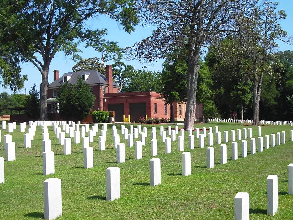 Headstones in a national cemetery