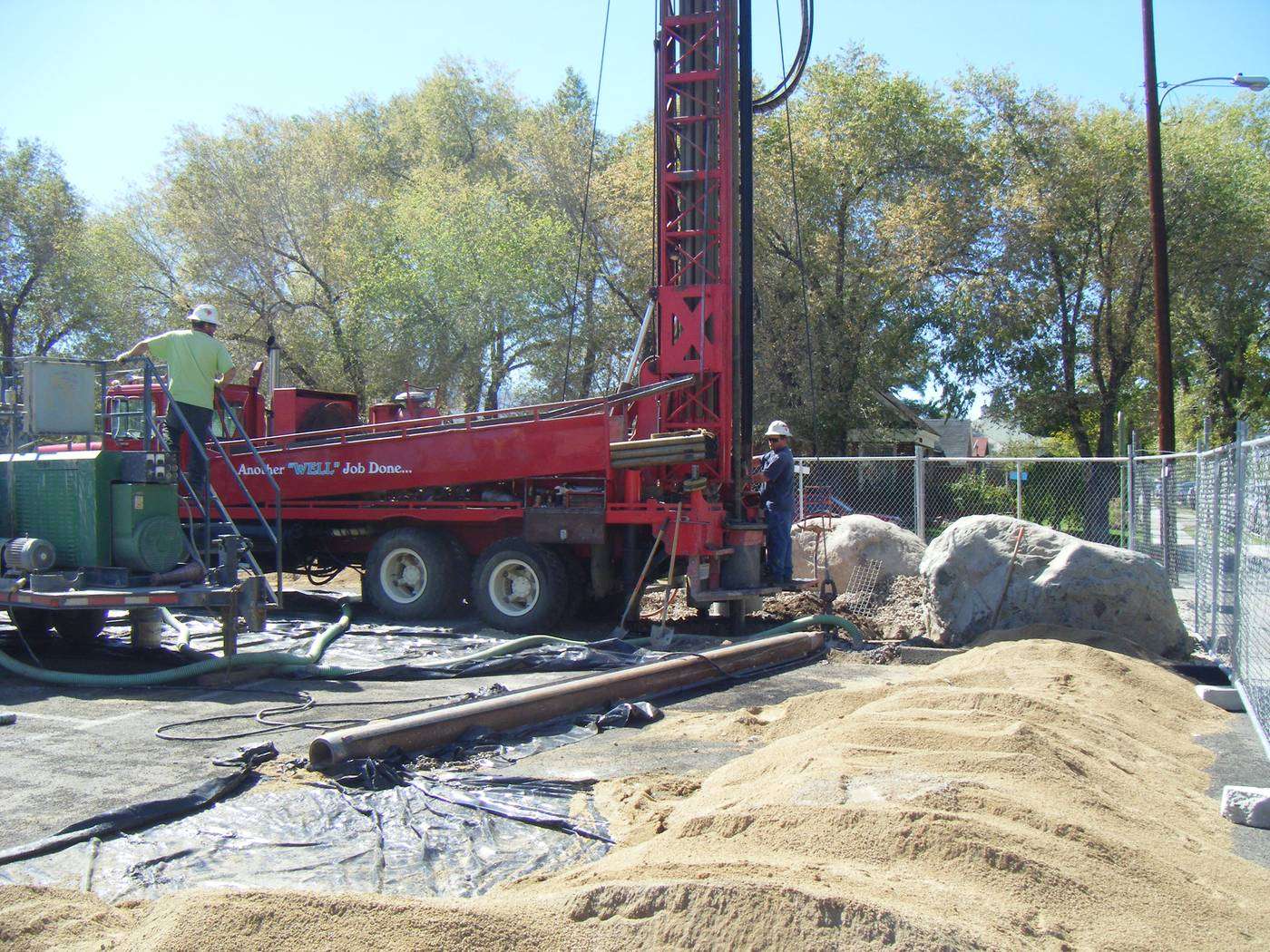 Geothermal test well drilling rig at the Reno VA Medical Center